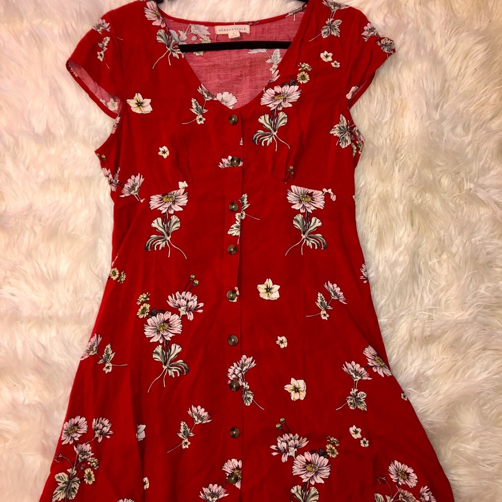 Tie Back Button Up Floral Dress